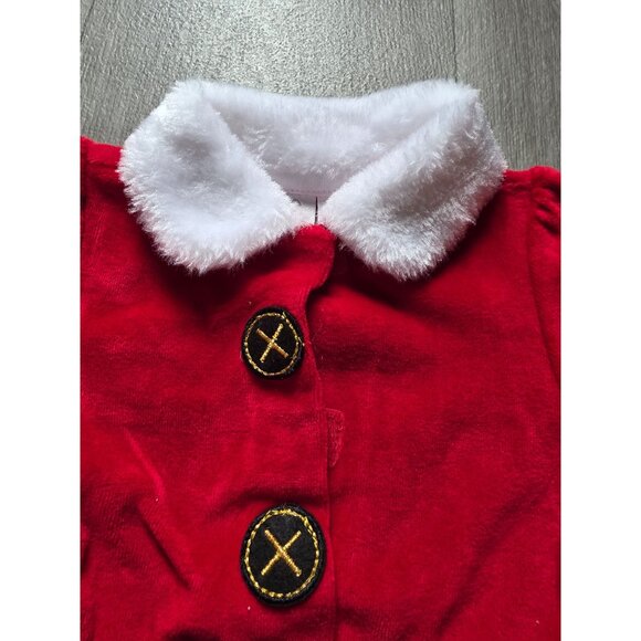 Koala Baby Red Christmas Dress W/ Faux Fur Trim Black Bow Belt Size 6/9M  NWT - Picture 4 of 6